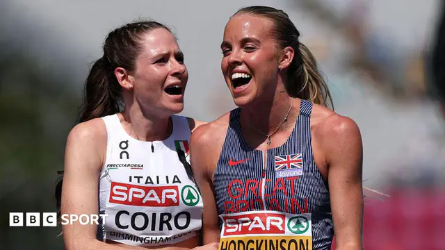 Eloisa Coiro of Team Italy and Keely Hodgkinson of Team Great Britain interact after competing in the Women's 800 Metres Semi-Finals
