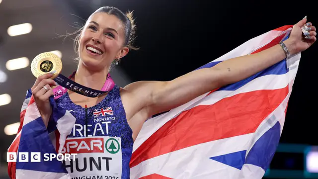 Hunt Wins European 100m Gold, Britain's First at Championships — image accompanying BBC Sport Athletics's report