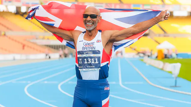 John Wright sets new M65 100m world record at World Masters Champs — image accompanying Athletics Weekly's report