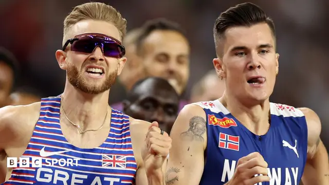 Josh Kerr and Jakob Ingebrigtsen competing for world 1500m gold in 2023