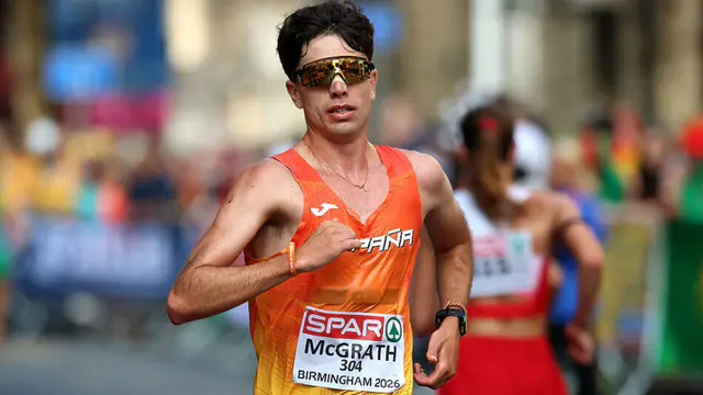 McGrath wins European half-marathon race walk gold — image accompanying Athletics Weekly's report