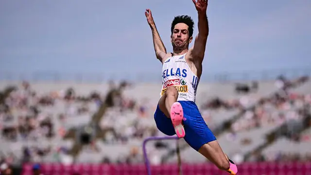 Tentoglou secures fourth consecutive European long jump title — image accompanying Athletics Weekly's report